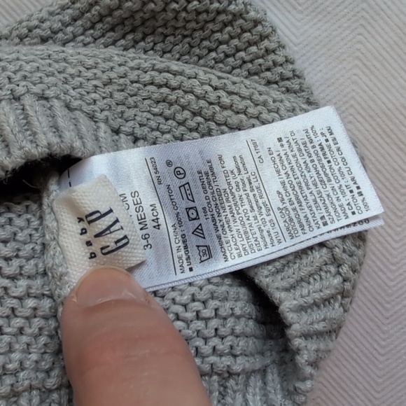 babyGap 100% cotton garter knit gray brannan bear hat tuque 3-6 months baby - Picture 2 of 4